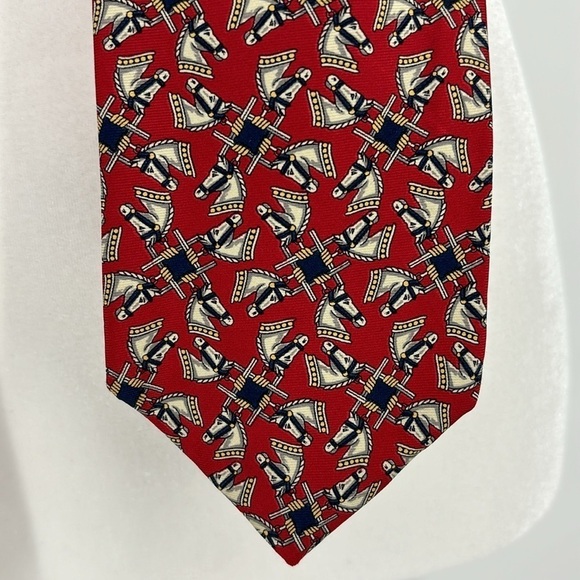 Vintage Burberry Equestrian Silk Necktie in Red - Picture 1 of 6